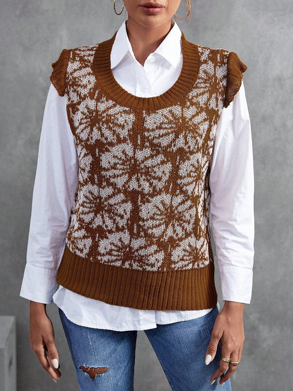 Frenchy 1 pieza chaleco tipo sueter con estampado floral
