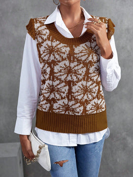 Frenchy 1 pieza chaleco tipo sueter con estampado floral