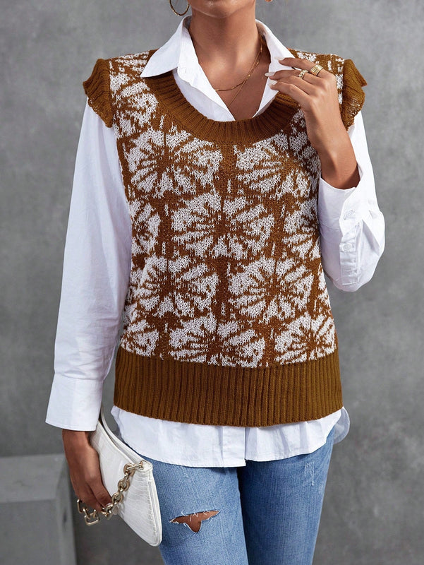 Frenchy 1 pieza chaleco tipo sueter con estampado floral
