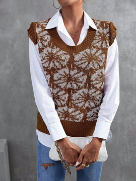 Frenchy 1 pieza chaleco tipo sueter con estampado floral