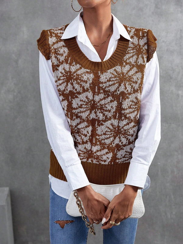 Frenchy 1 pieza chaleco tipo sueter con estampado floral