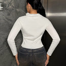SXY Jersey de cuello alto de malla en contraste