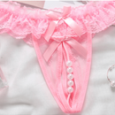 sexy entrepierna abierta con encaje & con perla Tanga-G , transparente & a con perla trasero Tangas , caliente erotico Lenceria