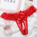 sexy entrepierna abierta con encaje & con perla Tanga-G , transparente & a con perla trasero Tangas , caliente erotico Lenceria