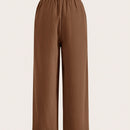 Pantalones sueltos de pierna ancha de color solido para mujer con dobladillo fluido, estilo casual