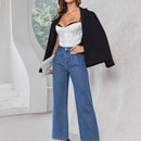 Prive Jeans anchos a cuadros de cintura alta