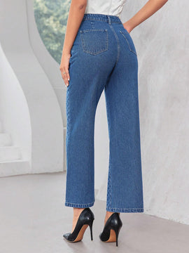 Prive Jeans anchos a cuadros de cintura alta