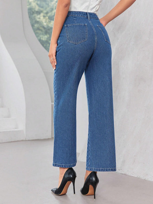 Prive Jeans anchos a cuadros de cintura alta