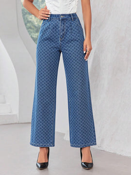 Prive Jeans anchos a cuadros de cintura alta