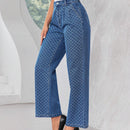Prive Jeans anchos a cuadros de cintura alta