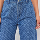 Prive Jeans anchos a cuadros de cintura alta