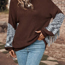 LUNE Jersey de space dye ribete con fleco de hombros caidos