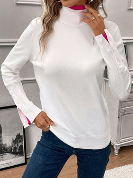 Clasi Jersey ribete en contraste de cuello alto