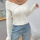 Ezwear chaqueta tipo cardigan de ajuste cenido con hombros descubiertos y cremallera