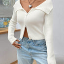 Ezwear chaqueta tipo cardigan de ajuste cenido con hombros descubiertos y cremallera