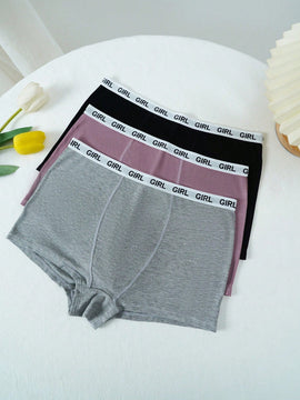 3 piezas calzoncillos boxer con estampado de letra y cinta en contraste