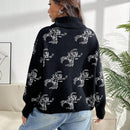 EZwear Jersey de cuello tortuga de hombros caidos con patron de arana