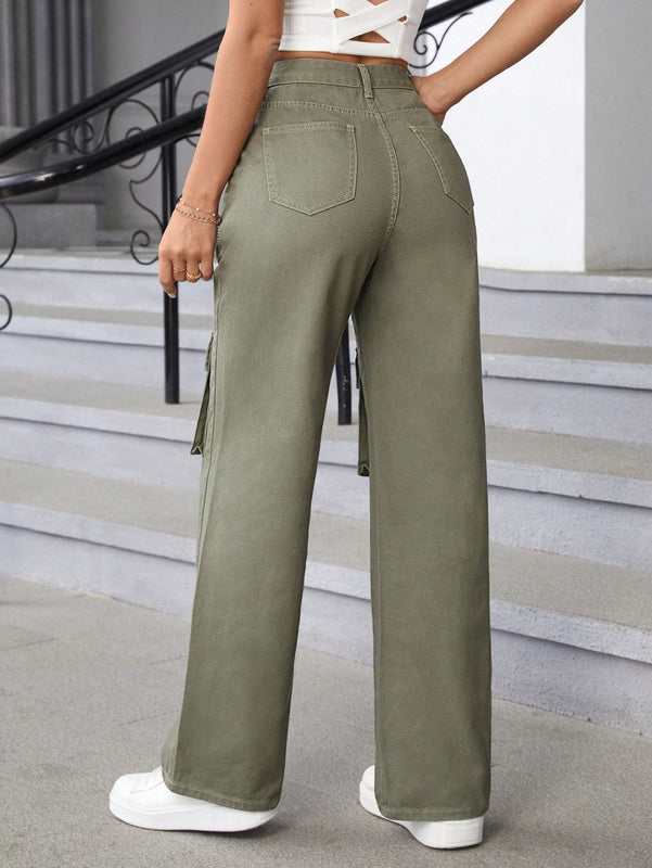 Essnce Jeans con detalle de hebilla y bolsillo con solapa