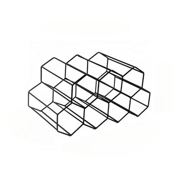 Elegante Estante de Vino de Metal Negro con Nido de Abeja - Capacidad para 7 Botellas, Diseño de Rejilla Hexagonal para Exhibición en la Sala de Estar, Soporte Creativo para Vino Tinto de Encimera & Organizador de Cocina, Decoración de Vino