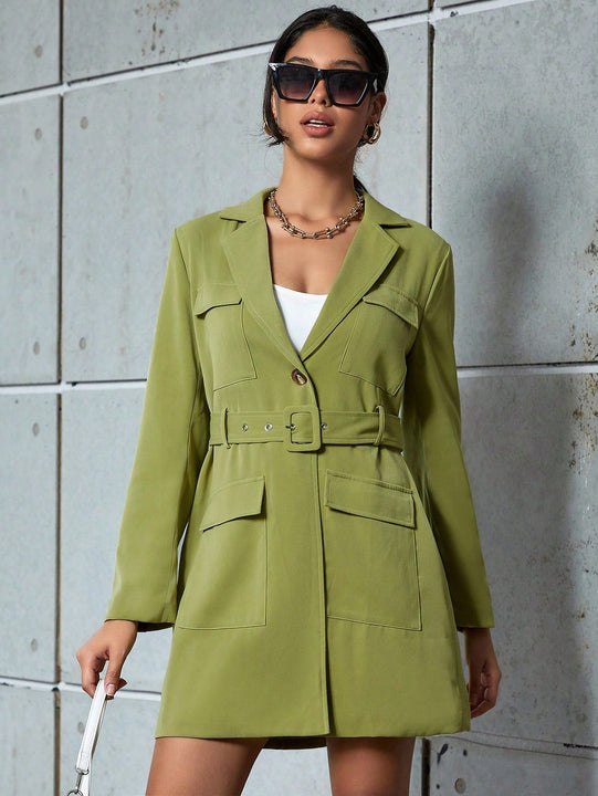 Eilly Bazar Abrigo Con Capa De Bolsillo Para Trabajo Con Collar De Solapa Para Mujer Y Mangas Largas