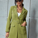 Eilly Bazar Abrigo Con Capa De Bolsillo Para Trabajo Con Collar De Solapa Para Mujer Y Mangas Largas