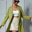 Eilly Bazar Abrigo Con Capa De Bolsillo Para Trabajo Con Collar De Solapa Para Mujer Y Mangas Largas