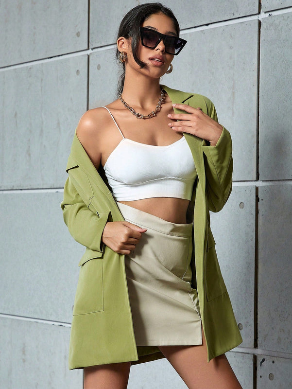 Eilly Bazar Abrigo Con Capa De Bolsillo Para Trabajo Con Collar De Solapa Para Mujer Y Mangas Largas