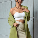 Eilly Bazar Abrigo Con Capa De Bolsillo Para Trabajo Con Collar De Solapa Para Mujer Y Mangas Largas