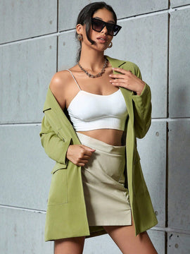 Eilly Bazar Abrigo Con Capa De Bolsillo Para Trabajo Con Collar De Solapa Para Mujer Y Mangas Largas