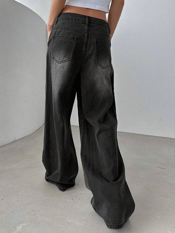DAZY Jeans De Pierna Ancha Con Bolsillos Oblicuos