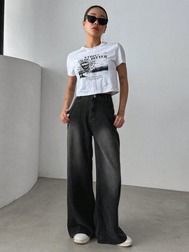 DAZY Jeans De Pierna Ancha Con Bolsillos Oblicuos