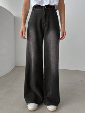 DAZY Jeans De Pierna Ancha Con Bolsillos Oblicuos