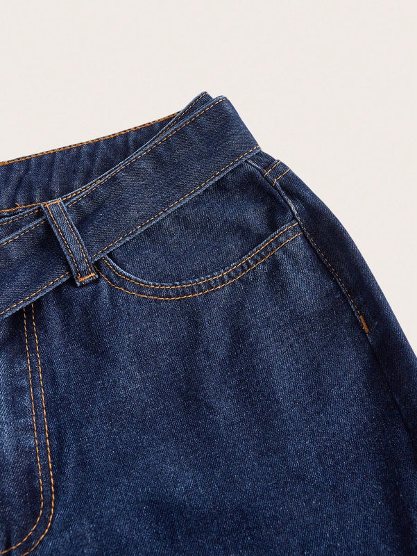 MOD Jeans con puntada con cinturon de pierna ancha