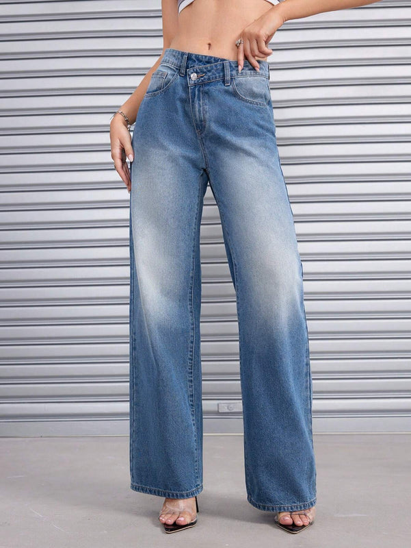 ICON Jeans anchos con cintura asimetrica