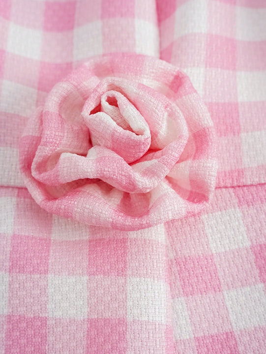 MOD Vestido de tirantes con estampado de guingan aplique bajo con abertura