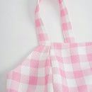 MOD Vestido de tirantes con estampado de guingan aplique bajo con abertura