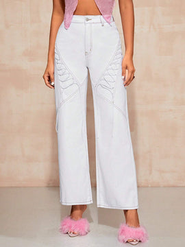 Essnce Jeans con cordon delantero de pierna ancha