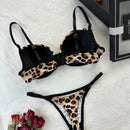 Set de lenceria con estampado de leopardo con aro