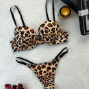 Set de lenceria con estampado de leopardo con aro