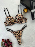 Set de lenceria con estampado de leopardo con aro