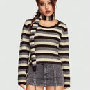 ROMWE Grunge Punk Jersey con patron de rayas con panuelo