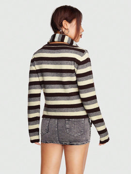 ROMWE Grunge Punk Jersey con patron de rayas con panuelo