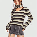 ROMWE Grunge Punk Jersey con patron de rayas con panuelo