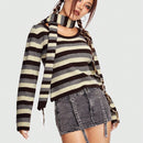 ROMWE Grunge Punk Jersey con patron de rayas con panuelo