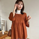 FRIFUL Blusa peplum con mangas con volante y encaje en contraste de jacquard