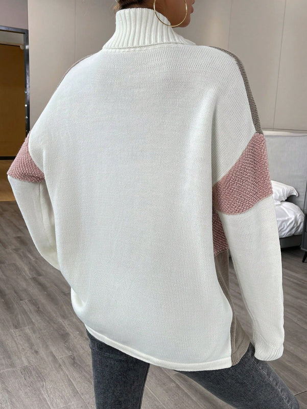 Essnce Jersey de color combinado cuello alto de hombros caidos