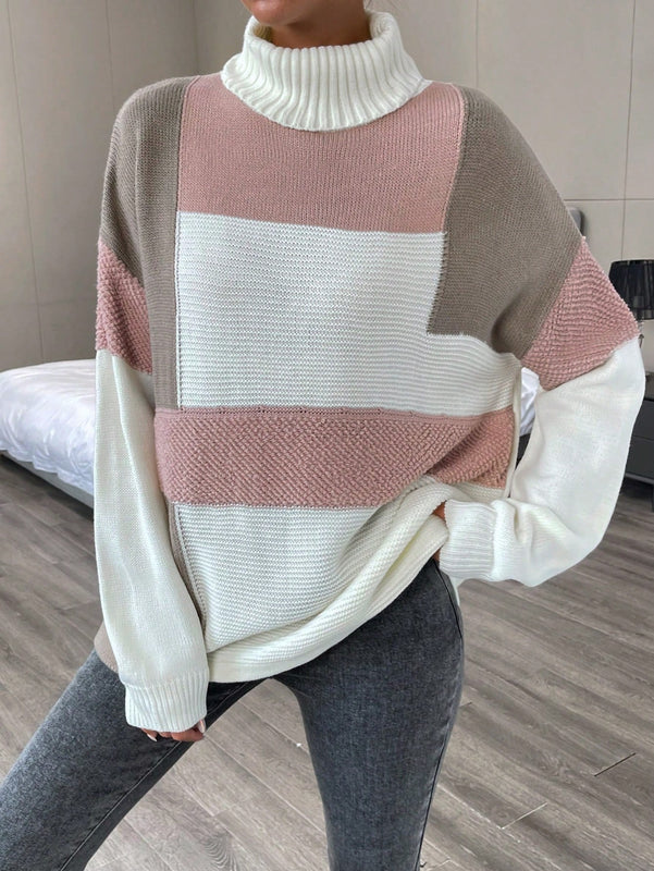 Essnce Jersey de color combinado cuello alto de hombros caidos