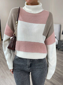Essnce Jersey de color combinado cuello alto de hombros caidos