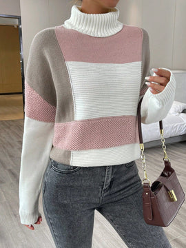 Essnce Jersey de color combinado cuello alto de hombros caidos