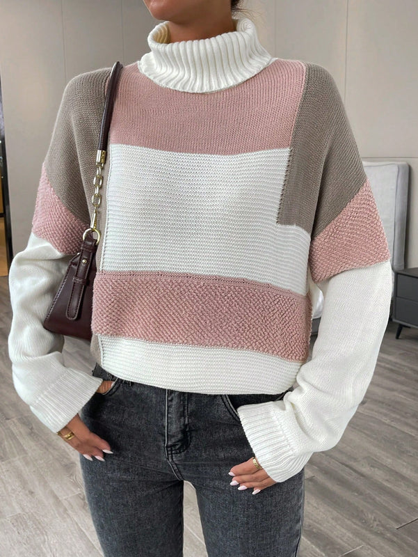 Essnce Jersey de color combinado cuello alto de hombros caidos